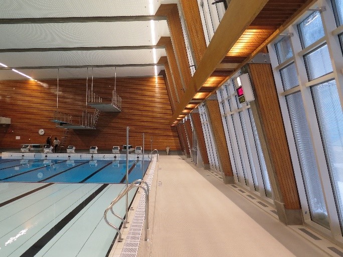 Vinduene i den rehabiliterte svømmehallen på Norges idrettshøgskole