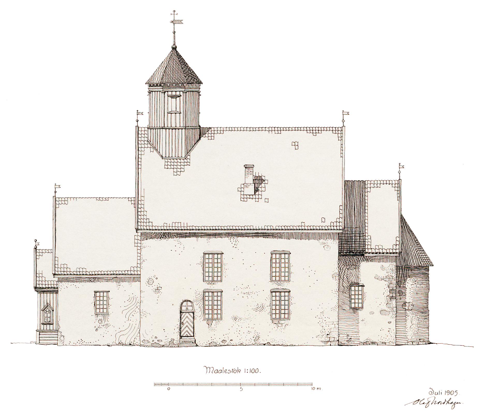 Tegning av Balke kirke