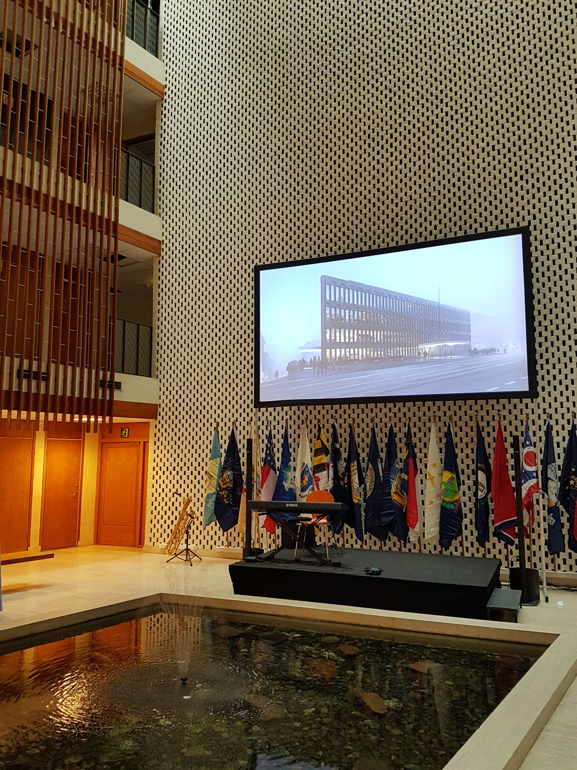 Bilde av Atriet i den amerikanske ambassaden i juni 2018. Foto: Siri Wolland, Riksantikvaren