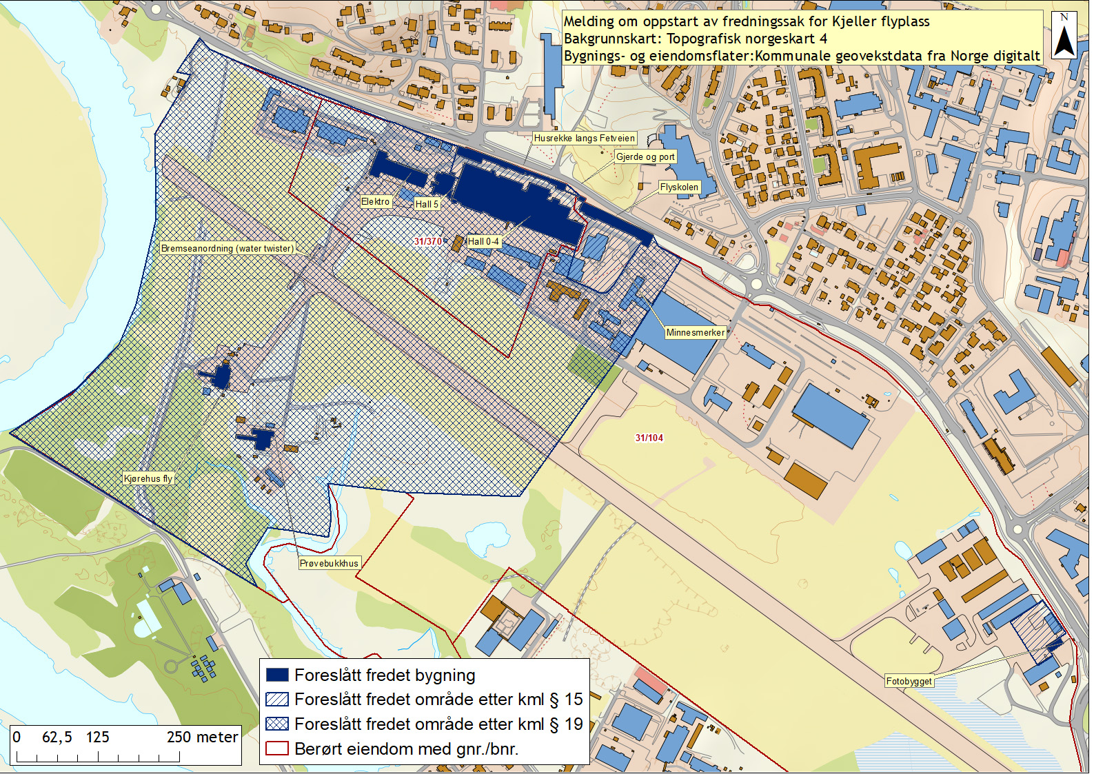 Illustrasjonen viser kart over Kjeller flyplass
