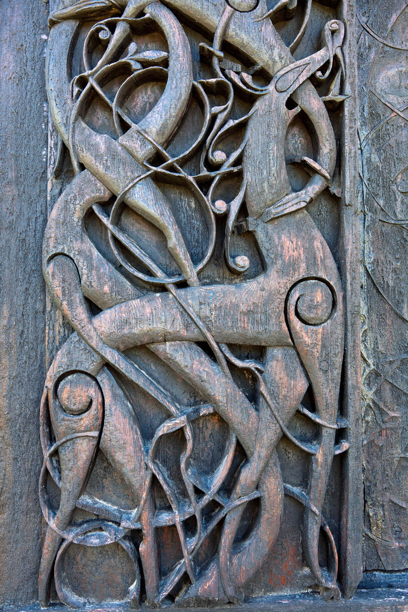Picture of the doorway of Urnes Stave Church. Photo by Arve Kjersheim, the Directorate for Cultural Heritage