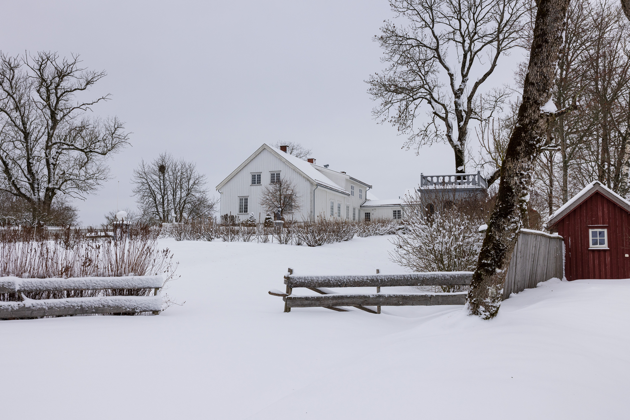 Vinter ved gjerdet på Spydeberg prestegård