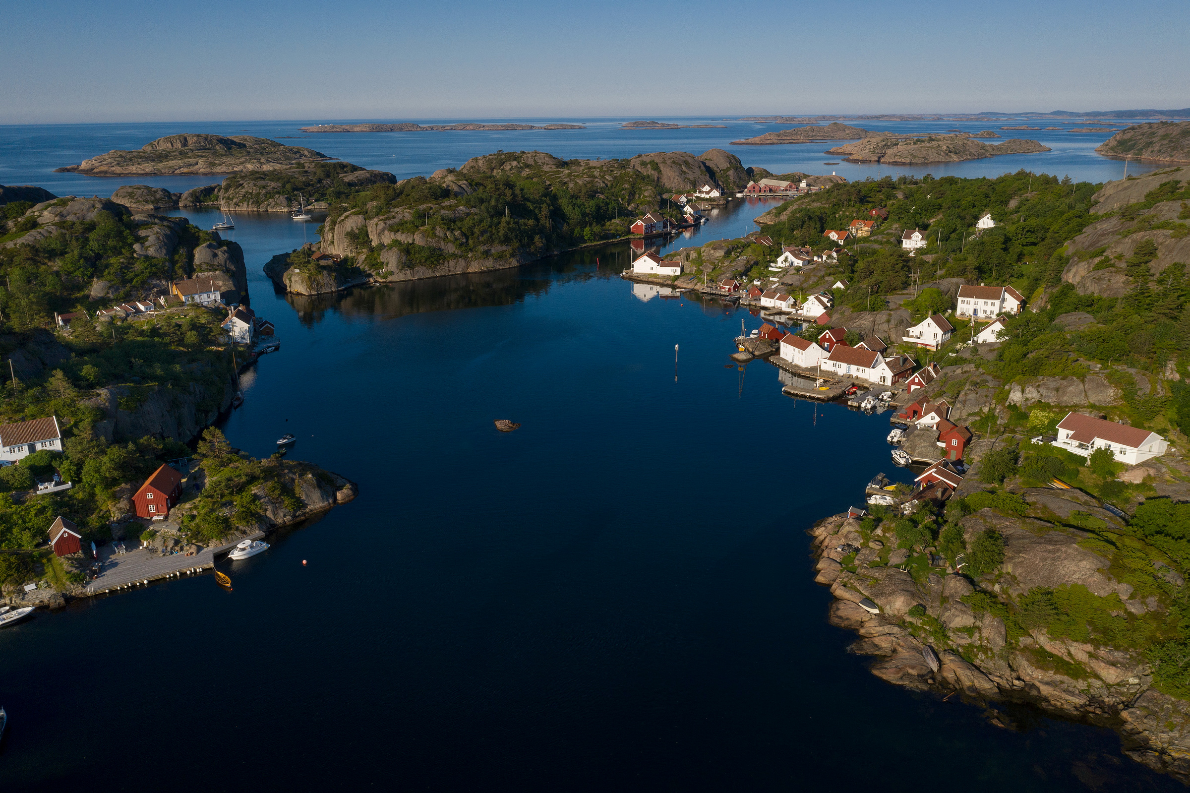 Luftbilde av Ny-Hellesund i Agder.